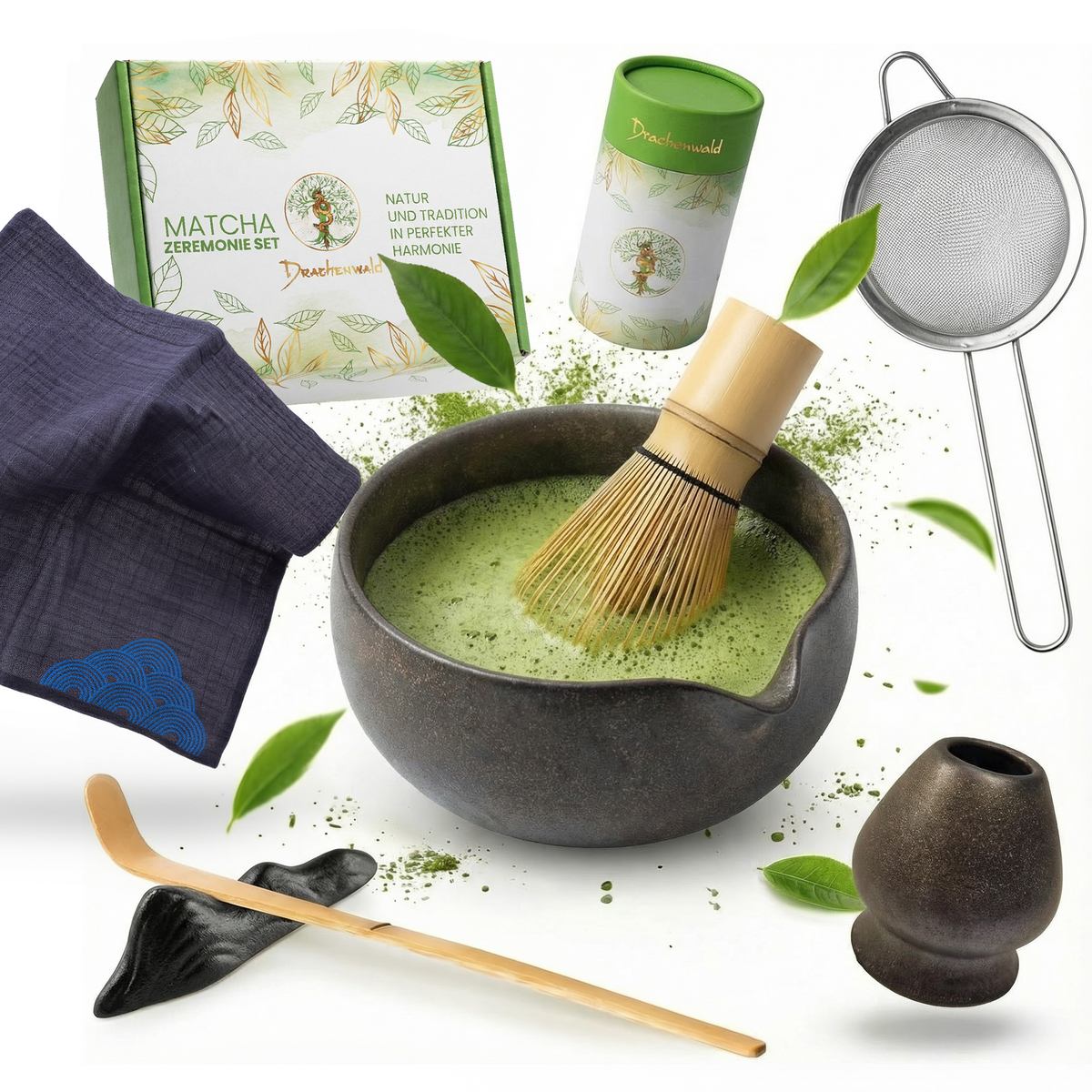 Matcha Zeremonie Set - dunkelbraun/bronze